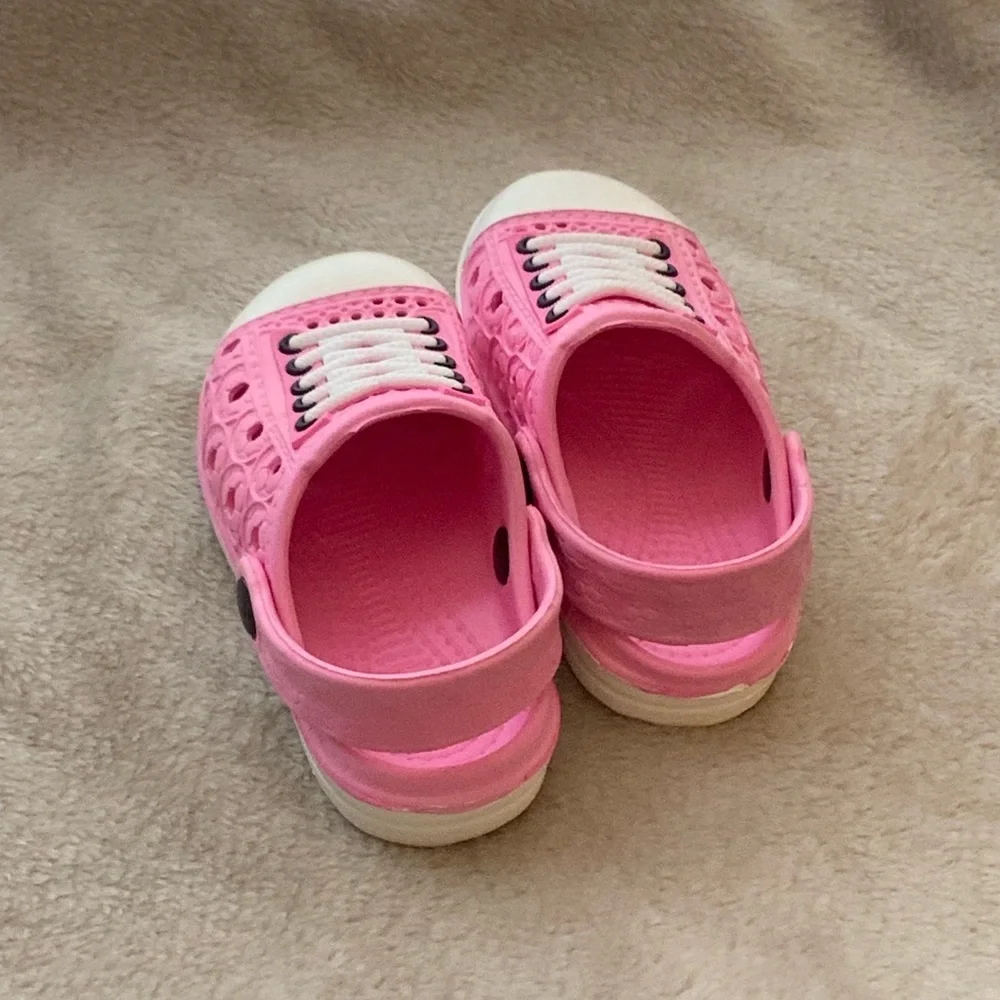 Pink White Plastic Slip-On Shoes Inf Girl 26 (9.5)